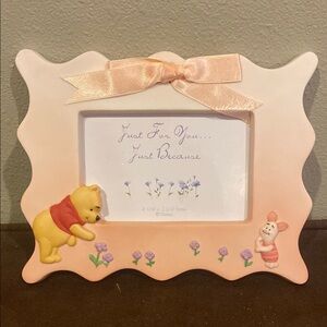 Disney Pink and Cream Picture Frame with Winnie the Pooh and Piglet